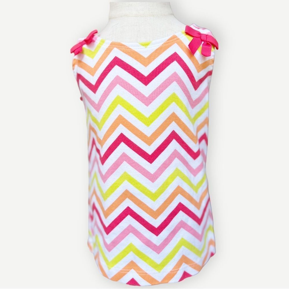 Gymboree Girl’s Kid’s Sleeveless Bow Shoulder Zig Zag Stripes Tank Top. Tee. 6.